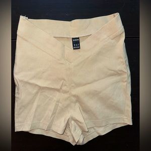 Tan Overlap Waist Shorts